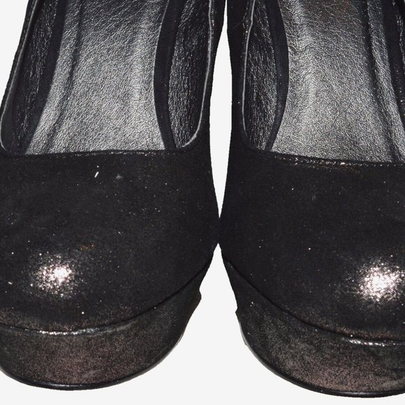 ALDO NEW 9 M 40 GLITTERY TEXTURED METALLIC SUEDE PLATFORM 5" STILETTO HEEL PUMPS - Picture 6 of 9